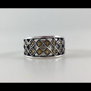 Santa Fe Silver 925 Yellow Stones Ring Size 6 3/4